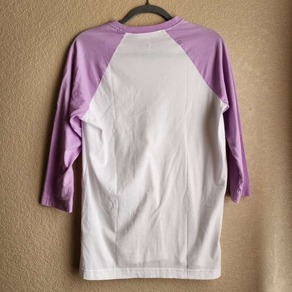 Victoria's secret PINK white and purple shirt 3/4 sleeve Size XS-Medium - Picture 7 of 10